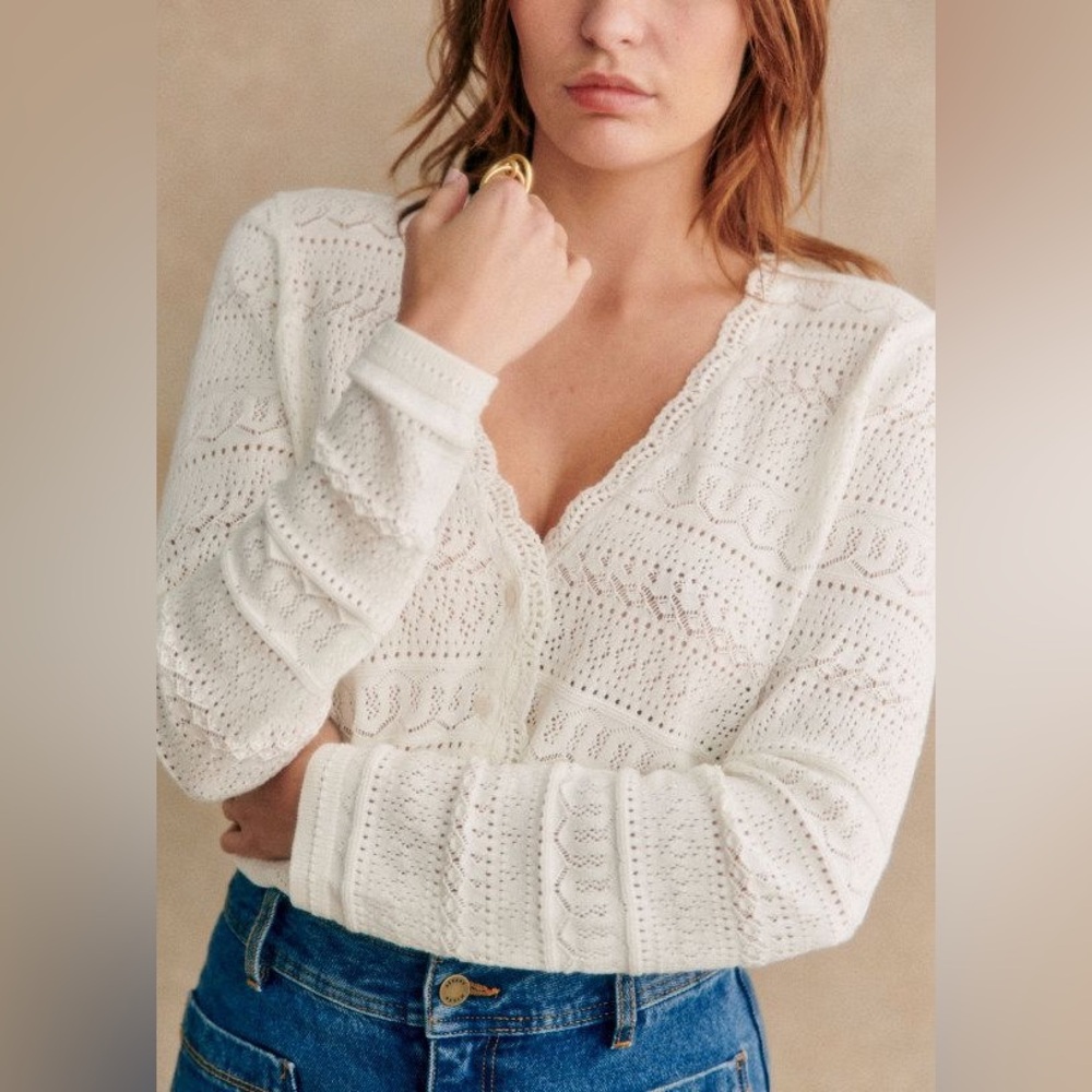 Sezane Keyla Cardigan Ecru NWT